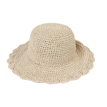  Летняя женская складная соломенная шляпа С козырьком, Шляпа для рыбака с большими полями, Куполообразная Пляжная шляпа, Солнцезащитная шляпа для путешествий