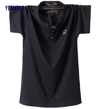  Мужская футболка YESMOLA, Однотонные Рубашки Оверсайз, Дизайнерская футболка с V-образным вырезом, Хлопковая Повседневная Классическая Мужская одежда, Топы, Футболка