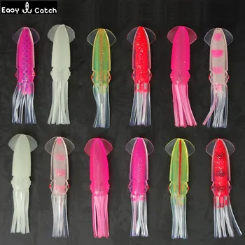  12шт 10 см Разноцветные Мягкие ПВХ Пластиковые Приманки для ловли кальмаров Морская рыбалка Большие Светящиеся искусственные Юбки для кальмаров Приманка