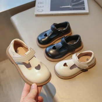  Кожаная обувь для девочек; Обувь принцессы в британском стиле; Модная Дышащая повседневная детская обувь с вырезами; Chaussure Enfant Fille;