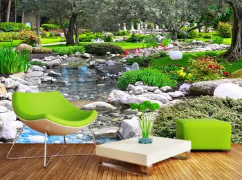  Настенная роспись beibehang на заказ Обои с природными пейзажами для декора гостиной 3D парк с проточной водой Обои для телевизора