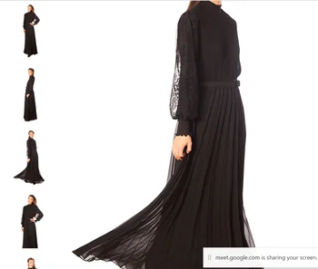  Verngo Скромные вечерние платья из черного Шифона с высоким воротом, кружевные платья с длинными рукавами в Дубае, арабские Женские вечерние платья для выпускного вечера, Vestidos
