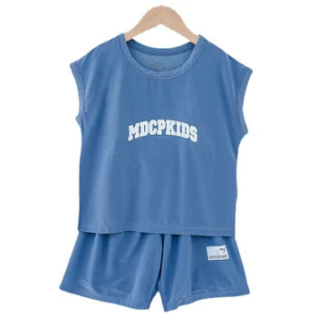  Комплекты летней одежды для малышей и больших мальчиков, горячая дышащая футболка с буквенным принтом, короткие штаны, 2 предмета, костюмы Sreetwear