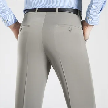  ICPANS Деловые мужские брюки, официальный летний костюм, Брюки, мужское офисное хлопковое прямое свободное платье Большого размера 40 42 44