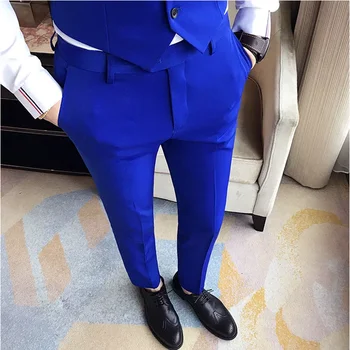  4 Цвета Осенние Новые Мужские Деловые Официальные брюки, однотонные Повседневные Корейские брюки для костюма Slim Fit 2023, мужские брюки для свадебных вечеринок