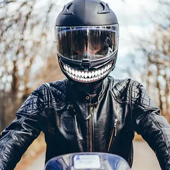  Отражающие Наклейки На Мотоциклетный Шлем С Индивидуальными Зубами Автомобильная Декоративная Наклейка Самоклеящаяся Для Зубов Мотоцикла DIY VenomStickers