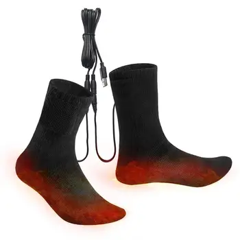  Зимние носки с подогревом, перезаряжаемые через USB, Зимние теплые носки с электрическим подогревом для путешествий на снегоходах, лыжах, велосипеде