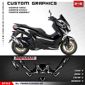  KUNGFU GRAPHICS Пользовательские Мотоциклетные Наклейки Комплект Наклеек для Yamaha NMAX 125 155 NMAX125 NMAX155 2020 2021 2022 2023, Белый Черный