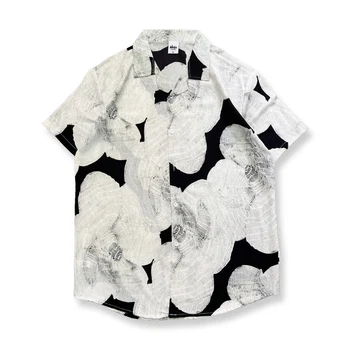  Мужские рубашки с цветочным принтом Dark Icon, летние мужские рубашки из тонкого материала, мужской топ