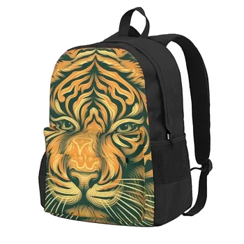  Рюкзак Tiger с портретами Неоновых волнистых линий, Университетские рюкзаки, студенческие дизайнерские большие школьные сумки, рюкзак уличной одежды