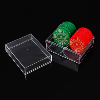  Прозрачная коробка для покерных фишек, Акриловый пластик, Прозрачная Портативная коробка для фишек, принадлежности для казино, 40 штук, Футляр для хранения фишек для азартных игр