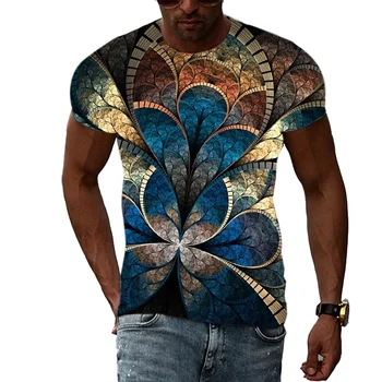  Летние модные креативные футболки с абстрактным рисунком для мужчин, повседневный 3D принт в стиле хип-хоп, Harajuku, Круглый вырез, Короткий рукав