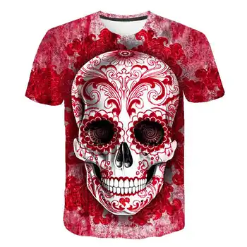  Новая Черная футболка с 3D принтом пиратского черепа, летняя уличная одежда для фитнеса, мужская одежда, футболка с короткими рукавами из фильмов ужасов