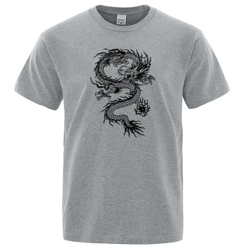  Белый дракон в китайском стиле, мужские и женские футболки, модные дышащие футболки, Свободная хлопковая футболка, высококачественная брендовая футболка