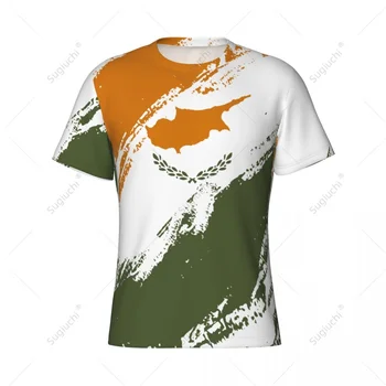  Пользовательское название Nunber, Цвет флага Кипра, Мужская облегающая спортивная футболка, Женские футболки, джерси для футбольных фанатов