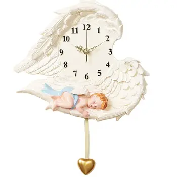  Креативные Бесшумные Настенные Часы 3d Европейский Ангел Милые Часы с маятником Настенные Часы Домашняя Спальня Гостиная Montre Murale Подарок FZ082