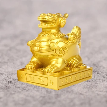  Золотая статуя Фэн-шуй Пи Яо / Пи Сю, Статуэтка богатства, Привлекающая удачу, Скульптурные фигурки, украшения для офиса и дома