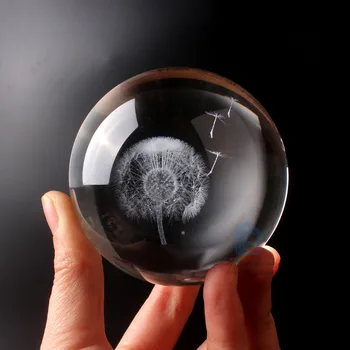  80-миллиметровый Стеклянный шар с 3D Лазерной Гравировкой Хрустальный Шар Фэн-шуй Глобус Аксессуары для Украшения дома Миниатюры Подарки