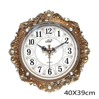  Настенные часы в европейском стиле для гостиной часы творческой личности модная атмосфера современные домашние часы без звука часы с павлином