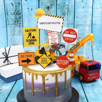  Топперы для торта на строительную машину-экскаватор для вечеринки по случаю дня рождения мальчика своими руками