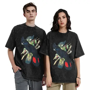  Мужская Женская футболка с черным Какаду, выстиранные футболки, Милые австралийские пляжные футболки Banksian, Y2K, Повседневная одежда с ретро-принтом в подарок