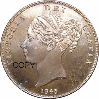  Великобритания, Виктория, 1 Пенни, монета-копия из красной меди 1845 года