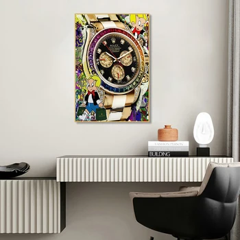  Брендовые часы Картина на холсте Абстрактное Граффити Украшение Плакат Художественные фрески в гостиной Для современного домашнего декора стен Эстетический подарок