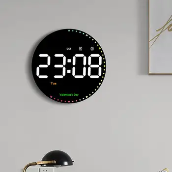  10-дюймовые светодиодные круглые цифровые настенные часы с дистанционным управлением, большой экран с 10 уровнями яркости, будильник для декора гостиной