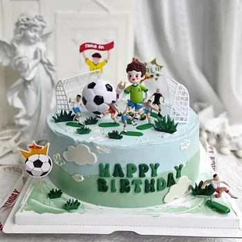  Топпер для торта в футбольной тематике С Днем рождения, флаги для кексов для мальчика-футболиста, украшение торта для вечеринки по случаю дня рождения ребенка