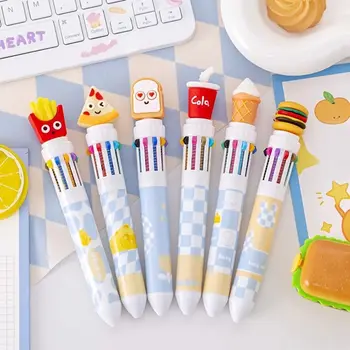  Мультяшные быстросохнущие гелевые ручки нейтрального цвета, фирменная ручка в стиле Kawaii Food Design, Многоцветная шариковая ручка 10 цветов, школьные принадлежности