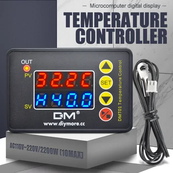  DMT01 AC110V-220V 2200 Вт цифровой дисплей Регулятор температуры Термостат Управление нагревом и охлаждением аквариума красный синий СВЕТОДИОД