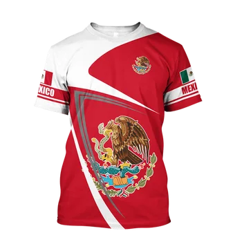  Мужская футболка с флагом Мексики, флаг с национальной эмблемой Мексики, 3D принт, модный детский пуловер с круглым вырезом, большой размер, свободные винтажные мужские футболки
