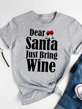  Футболка в стиле Wine Love Trend, женский топ, Рождественская футболка, одежда, Модные новогодние футболки с рисунком