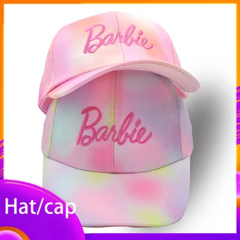  Детская бейсболка Rainbow Barbi-e для девочек, розовая шляпа с разноцветной вышивкой и буквами, повседневная модная шляпа с утиным язычком, подарки на день рождения