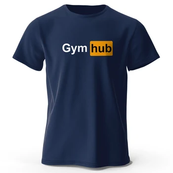  Мужская футболка с принтом Gym Hub из 100% Хлопка Оверсайз с Забавным Графическим Рисунком, Футболки для Мужчин, Летние Топы