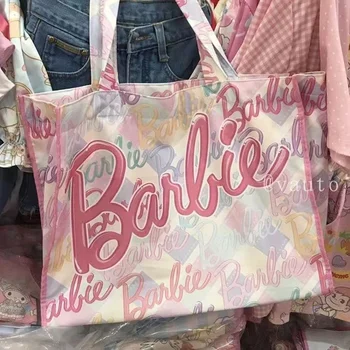  Женская Розовая сумка Барби Miniso, Красивая сумка Через плечо, Для ноутбука, Большой емкости, Модная сумка На одно плечо, Милая сумка для покупок