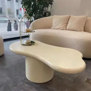 Журнальный столик Nordic Cream Wind Wood Art в гостиной, чайный столик в форме облака, Большой современный Простой стол для дома 100/120/140/160 см