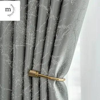  Современные серебристо-серые Высокоточные жаккардовые шторы для гостиной, спальни, столовой, роскошные шторы на окнах в скандинавском стиле с затенением на заказ
