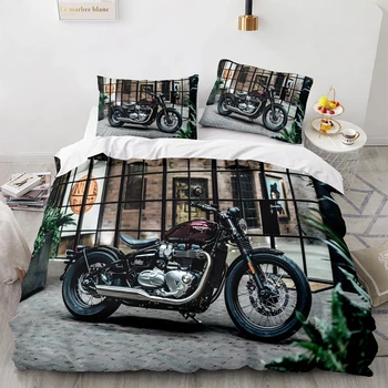  Комплект постельного белья Cool Motorcycle с 3D принтом, односпальный, двухместный, Полный Комплект постельного белья Queen King Size, комплекты пододеяльников для детской спальни Aldult с наволочкой