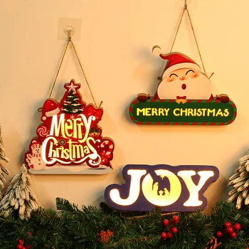  Рождественский Дверной знак, Буквы, Подвесной Орнамент, Деревянная Световая вывеска, декор для праздничной вечеринки