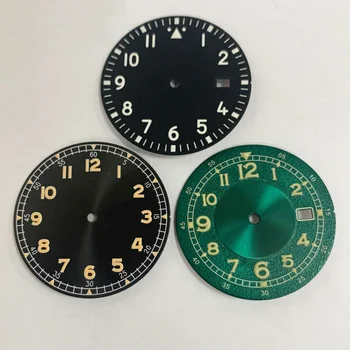 Циферблат 33,5 мм, зеленые светящиеся Сменные аксессуары для часов, циферблаты часов для механизма NH35 / NH36 / 7S / 4R
