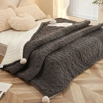  Новый термозащитный зимний трехслойный плед для ног, плюшевое одеяло из черного ягненка, кондиционер, четырехсезонное ворсовое одеяло