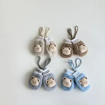  1 Пара детских шерстяных варежек Корейская мода Kawaii Кукла Медведь Перчатки для малышей Мальчик Девочка Теплые Уличные лыжные осенне-зимние перчатки