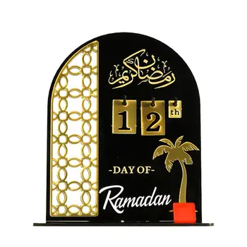  Черный Золотой Рамадан Карим Акриловый Календарь Настольное украшение Ид Мубарак Ислам Мусульманский фестиваль Подарки для вечеринки для украшения дома