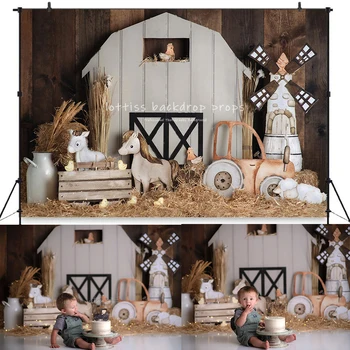  Белые фоны дней фермы в амбаре, Фотосъемка дня рождения, фотография детского торта, Фотосессия для детей и взрослых, фон деревянного дома