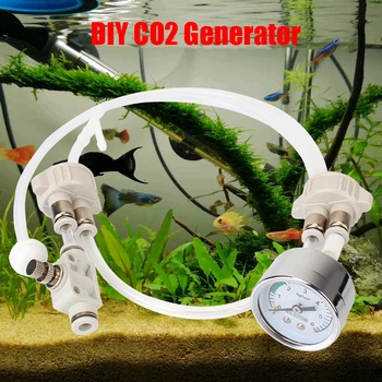  Комплект системы генератора CO2 с устройством подачи воздуха под давлением для аквариума с водой и травой Клапан CO2 Своими руками Диффузор Самодельный CO2
