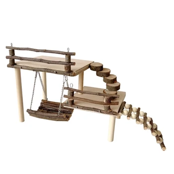  Деревянная игрушка-качели с хомяком Сочетает в себе упражнения и игры, обеспечивая развлечение 6XDE