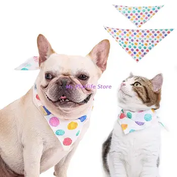  Ошейник-бандана для собак и кошек, Регулируемый шейный платок для домашних животных, Треугольный шарф, милые нагрудники в радужный горошек для маленьких средних собак и кошек
