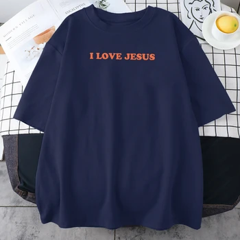  Я люблю Иисуса, Хлопковая Футболка С принтом, Негабаритная Уличная Нишевая одежда в стиле Хип-Хоп, Свободная Удобная Футболка, Незаменимая Уличная Повседневная футболка