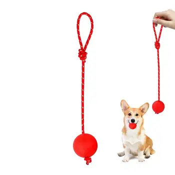  Собачий веревочный мяч, Резиновые веревочные мячи для собак, Эластичные твердые игрушки для дрессировки, Лови и доставай мяч на веревке, Игрушка для собак для маленьких